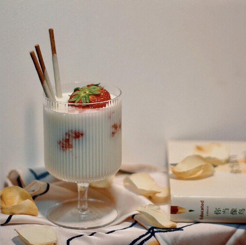 Dessert cup Vertical stripe ice cream Drinkware high beauty juice glass drink yogurt pudding cups