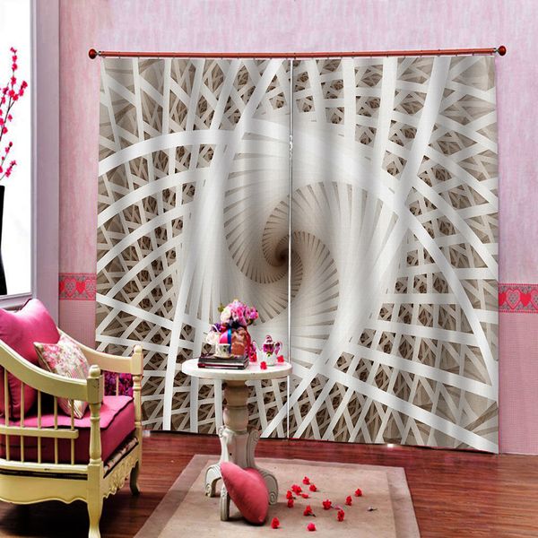 European 3D Curtains Bedroom The Living Room Window Curtain Decoration Blackout retro Abstract geometry Photo Curtains Blinds