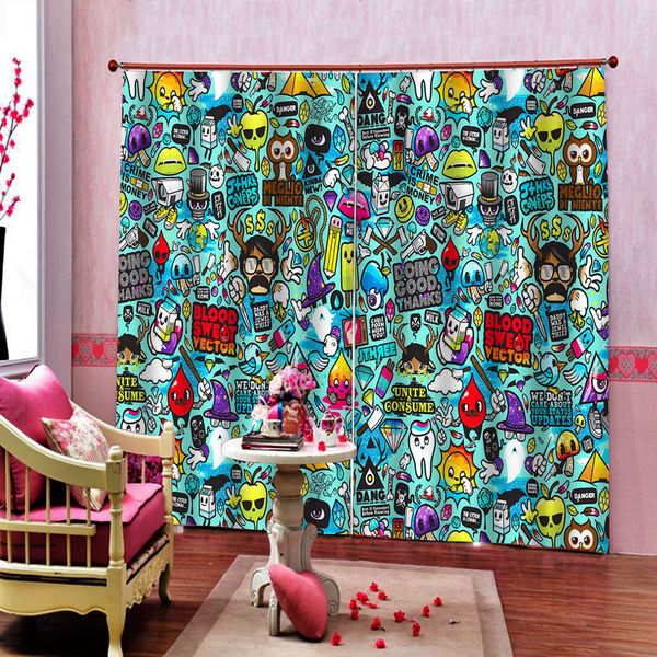Window Curtain Living Roomcortina kids Bedroom Kitchen Curtain Creativity Modern 3d Curtains Photo Drapes