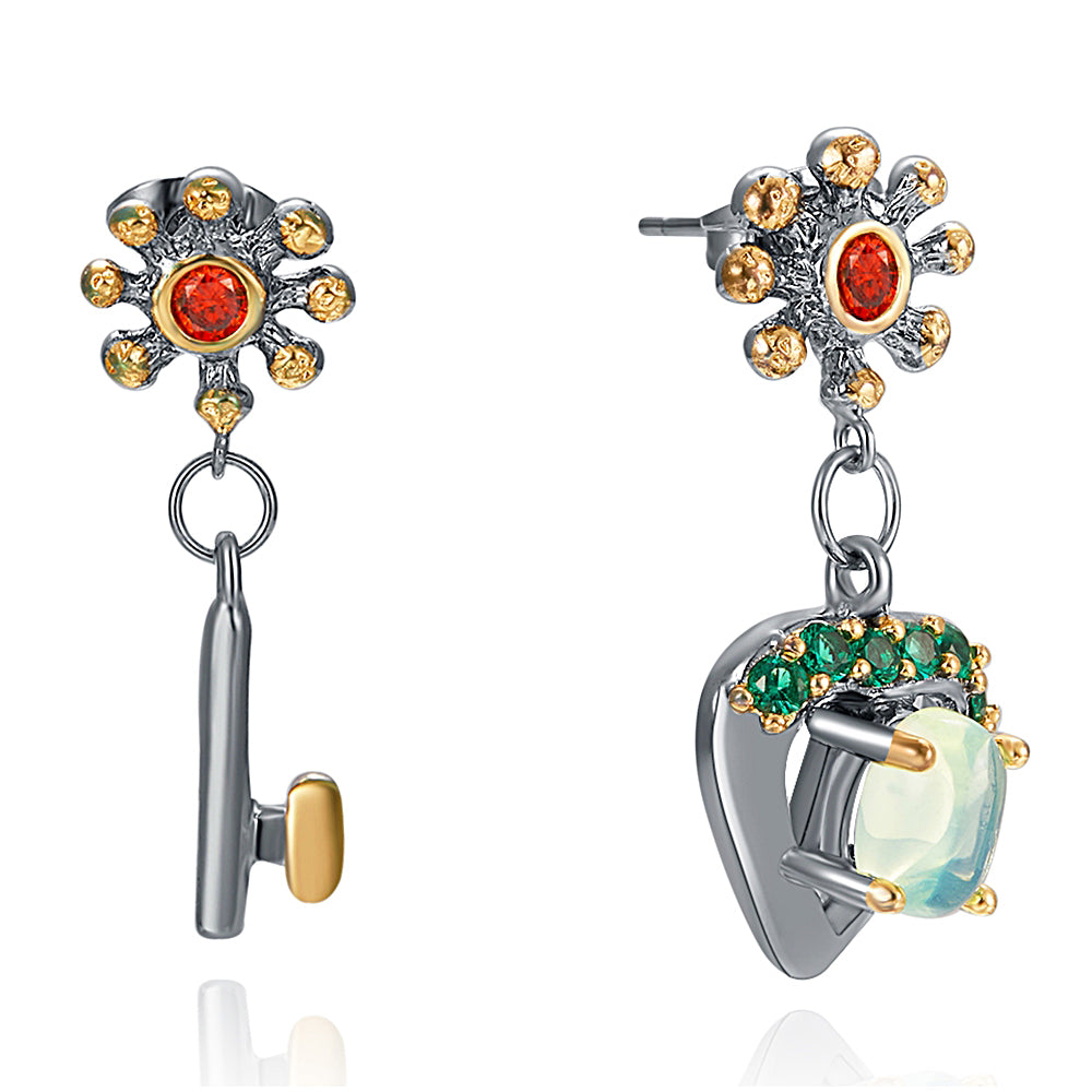 Key and Heart Dangle Earrings Cute Lovely Jewellery Promise statement Jewelry Unusual design earring for Women