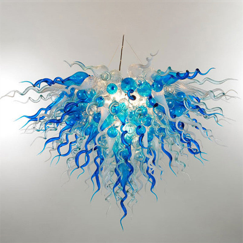 Villa Blue Chandeliers Lamps Lights for house decoration living room LED Bulbs Murano Art Deco Lighting Hand Blown Glass Chandelier Light Fixtures
