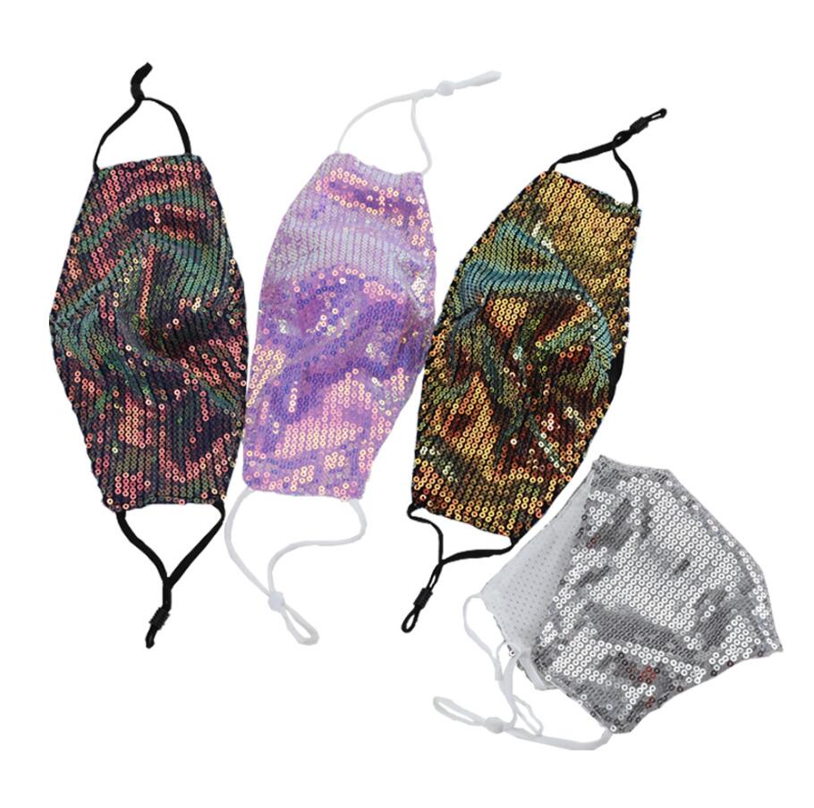 Fashion Bling Bling Sequins Protective Mask PM2.5 Dustproof Mouth Masks Washable Reusable Women Colorful Face Mask 6 Colors