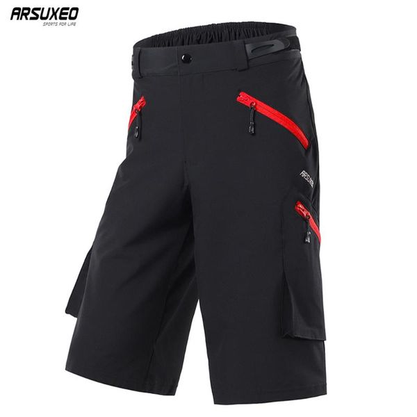 ARSUXEO Mens Outdoor Sports Cycling Shorts Downhill MTB Pockets Shorts Mountain Bike Hiking Fishing Water Resistant 1705
