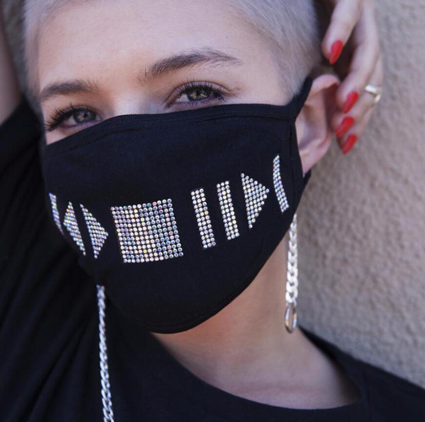 Sequin Rhinestone Face Mask Dustproof Facial Mask Bling Bling anti-fog Soft Breathable Outdoor Protective Adult Earloop Black Masks