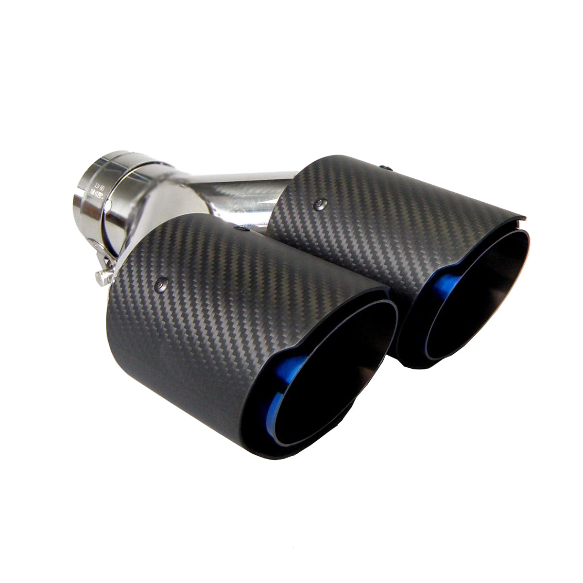 Dual Carbon Fiber Burnt Blue Stainless Steel Car exhaust pipe Universal muffler Tip Double End Pipe for BMW BENZ VW Golf TOYOTA HONDA No Logo