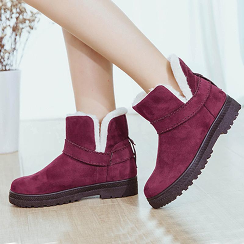 fur one snow boots female large size short tube winter foreign trade ladies short plus cotton boots children