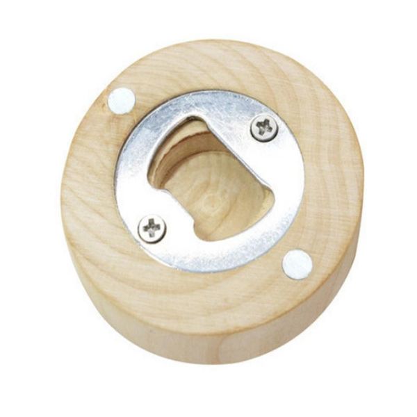 New wooden circular bottle opener cup mat refrigerator magnet decorated beer bottle opener kitchen dining room wooden circular