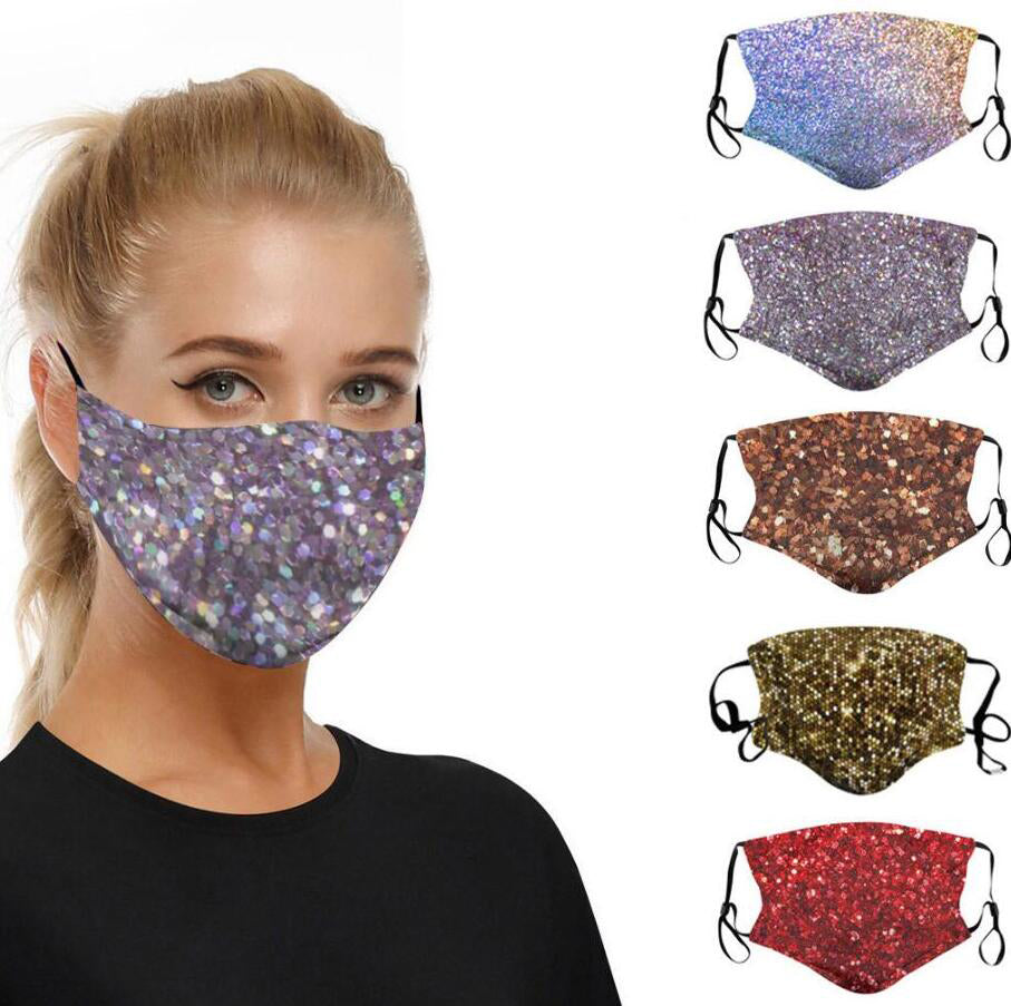 3D Printing Sequin Face Mask Dustproof Windproof Anti smog Protective Masks Washable and Reusable Face mask Breathable For Cycling