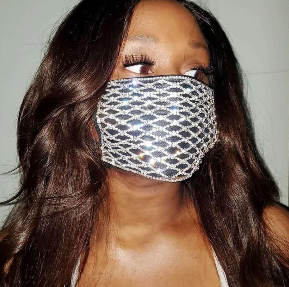 Rhinestone Fashion Party Mouth Mask Face Crystal Adult Designer Luxury Bling Bling Face mask Masks Halloween Women Jewellery