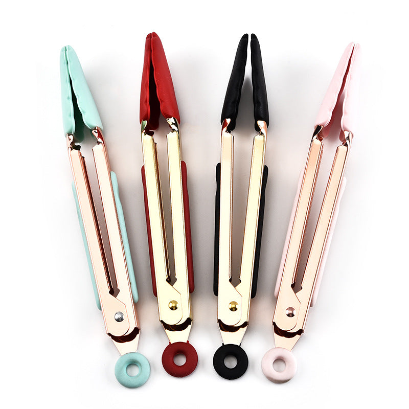 Colorful Food Grade Stainless Steel Kitchen Tongs Bakeware for Cooking,BBQ 7 9 12 Inch Heavy Duty Locking Metal Food Tongs Non Slip Grip 122229