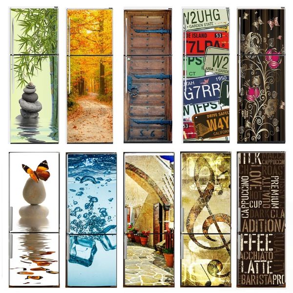 3D Dishwasher Sticker Refrigerator Wrap Freezer Skin Art Fridge Door Cover Wallpaper Home Living Kitchen Accessories T200610