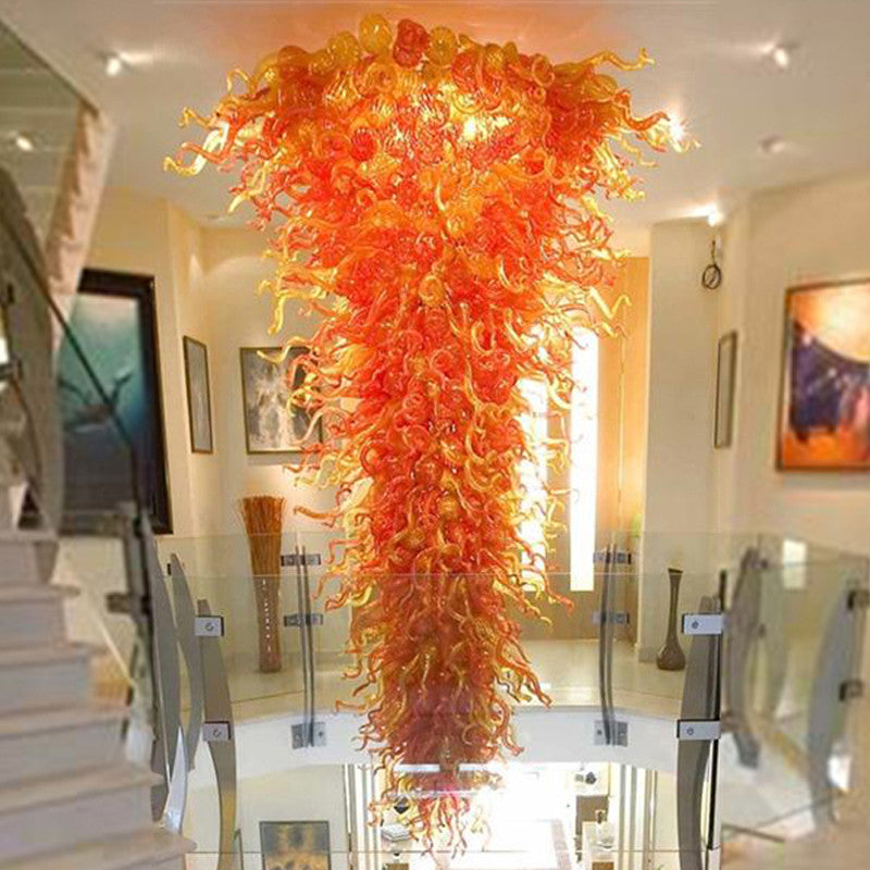 Orange Lamps Shade Chandeliers Lighting for Home Contemporary Pendant Light Fixture LED Bulbs House Decoration Room Blown Glass Crystal Chandelier