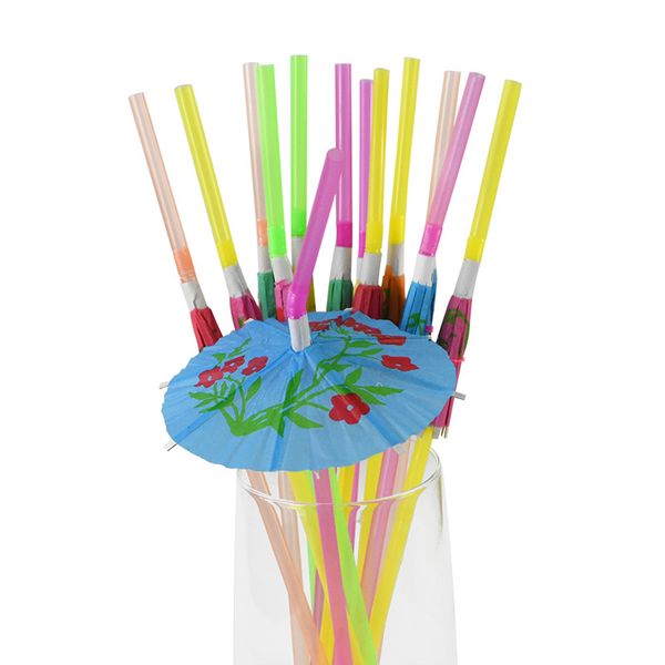 500pcs Umbrella Straws Hawaii Party Supplies Cocktail Juice Drinking Staws Birthday Wedding Pool Party Disposable Tableware