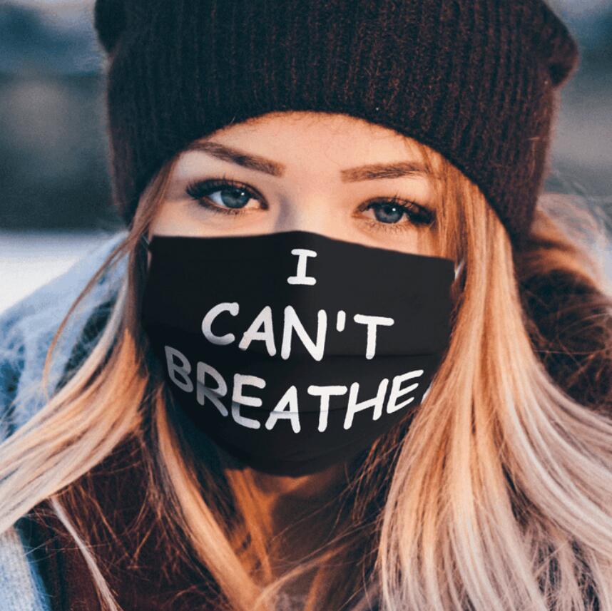 I Can&#039;t Breath Cycling Protective Face Mask Black Cotton Anti Dust Mouth PM2.5 Respirator Dustproof Masks Fashion washable Adult Mask