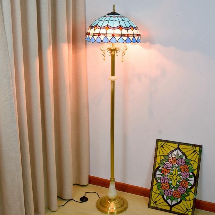 European style retro pastoral Tiffany stained glass lamps dining room bedroom office floor lamp bar decoration la