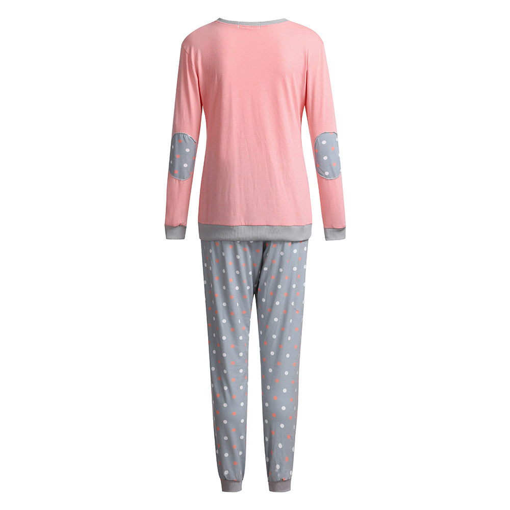 Blackday Autumn Winter Fashion Women Dot Printed Tops Pants Sweatshirt Pajamas Matching Set Nightwear Sleepwear Size s-2xl
