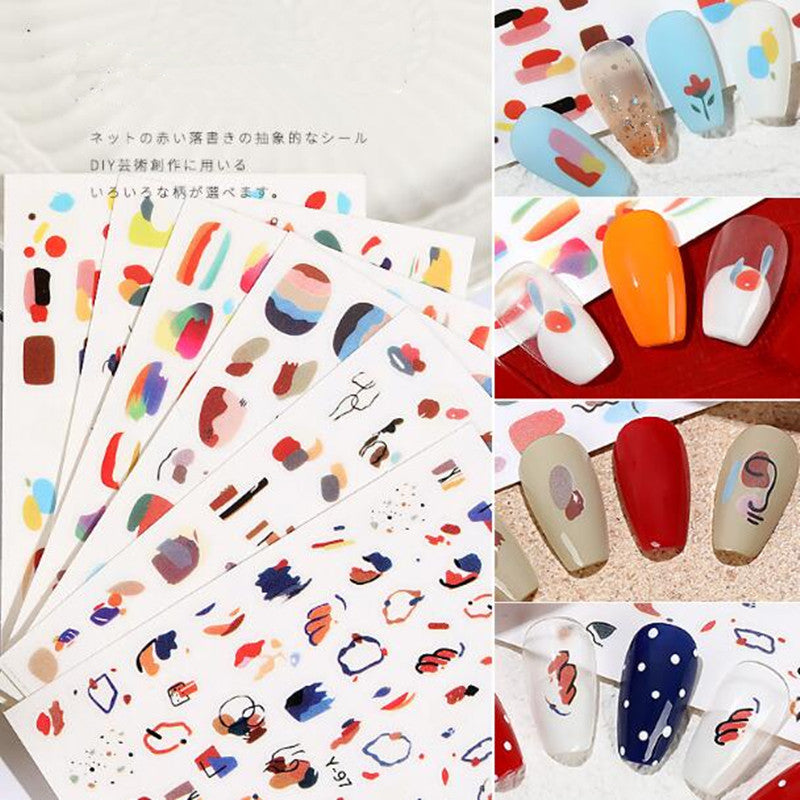 DIY 3D Nail Art Sticker Adhesive Sticker Decals Tool Cute Fresh Coloful Abstract Image Nail Art Tattoo Decoration F705