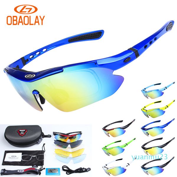 Wholesale- 5 Lens 9 Colors UV400 Polarized Outdoor Sports Eyewear Men Women Bike Bicycle Glasses Skiing Sunglasses Mtb Sport Goggles
