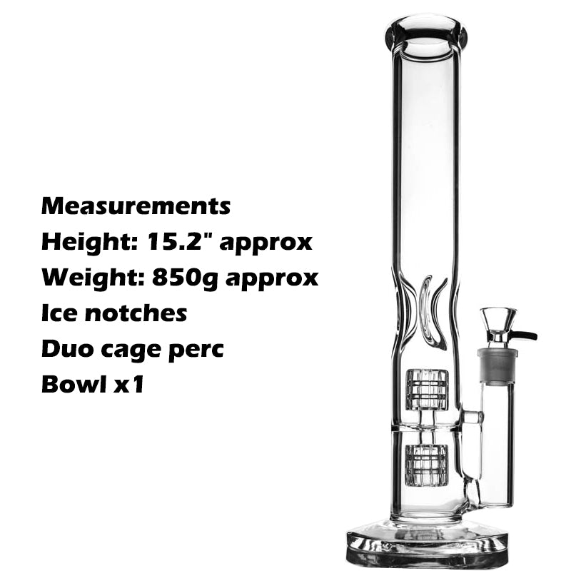 t Oil rigs bong Wholesale Twin Cage Junior glass bongs water pipe smoking pipes 14.5&quot; tall 5mm thickness hookahs