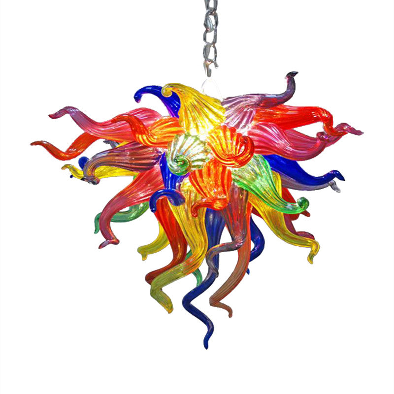 Multi Colored Pendant Lamps Chandeliers Lights for Home Decoration LED Bulbs 24 Inches Hand Blown Glass Crystal Chandelier Lighting