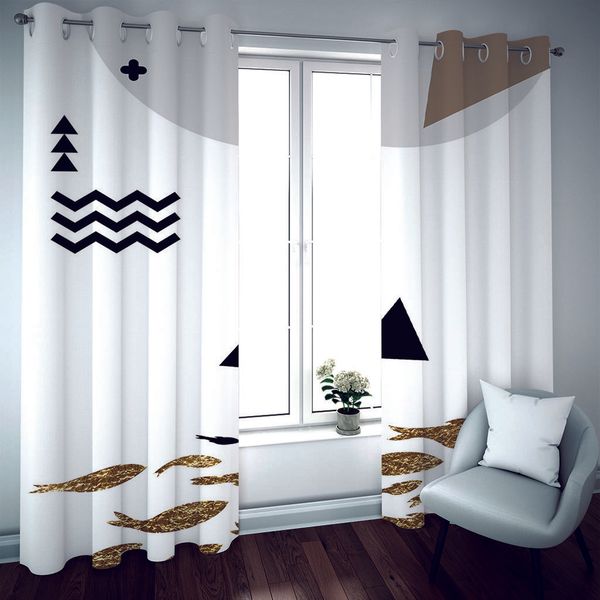 2020 custom window curtains modern geometry curtain living room bedroom blackout curtains window drapes