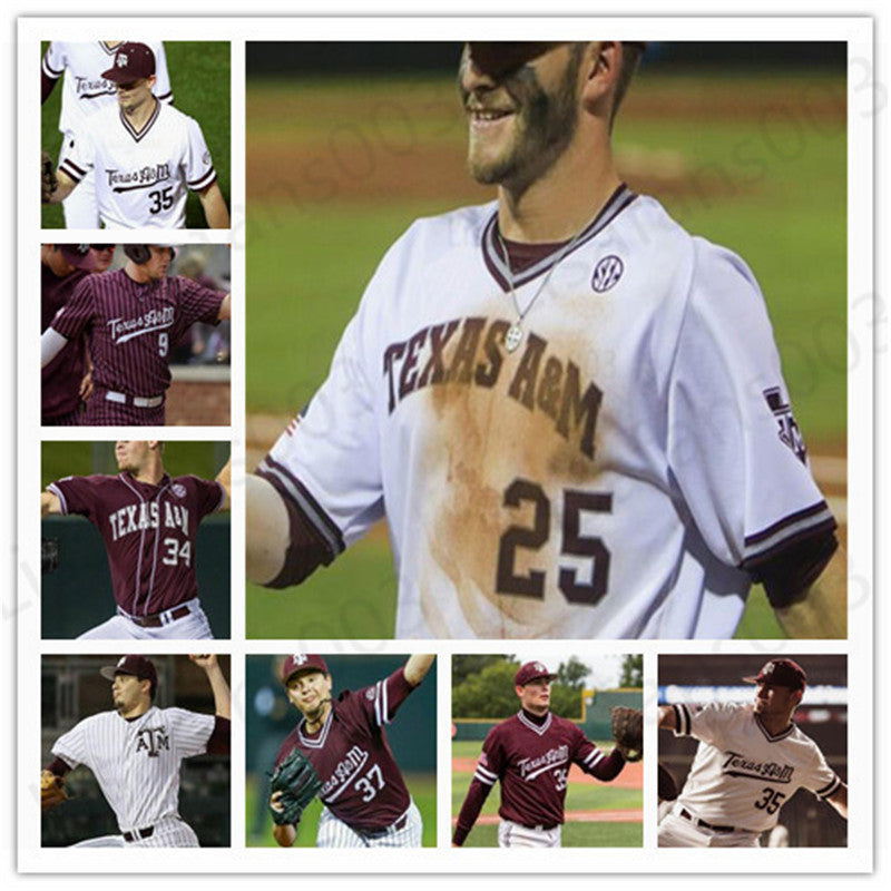 College Texas A&M Aggies Baseball Christian Roa Trevor Werner 38 Wilson 36 Stripling 34 Minter Men Youth Jersey S-4XL