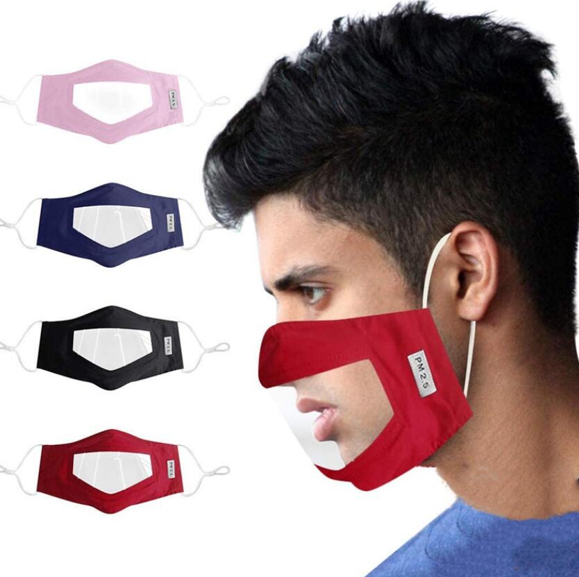 Visible Mouth Face Cover Anti Dust Reusable Washable Face Mask with Clear Pvc Window Adults Deaf Hard Of Hearing People Elasticity earloop