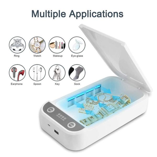 UV Sterilizer Box,USB Charging Smartphone UV Light Disinfection Box for Phone Toothbrush Makeup Tool Jewelry Pet Home Office Travel