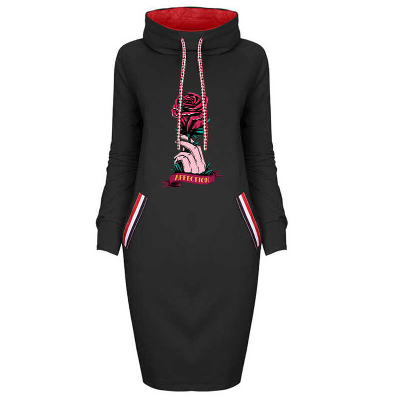 Fashion Womens DIY Hoodie Dresses Casual Long Sleeves with Printed Women Dress for Autumn and Winter New Arrival Ladies DIY Clothing