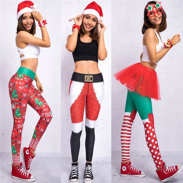 9 Styles Hayoha Christmas Printed Leggings Put Hip Elastic High Waist Legging Breathable Merry Christmas Pants Happy New Year