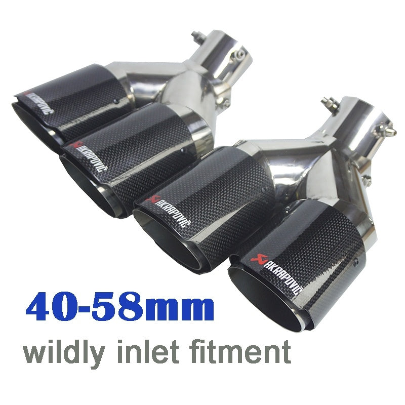 Bolt-on Adjustable Dual End Exhaust Pipes High Gloss Carbon Fiber Muffler Tips Stainless Steel Tailpipes