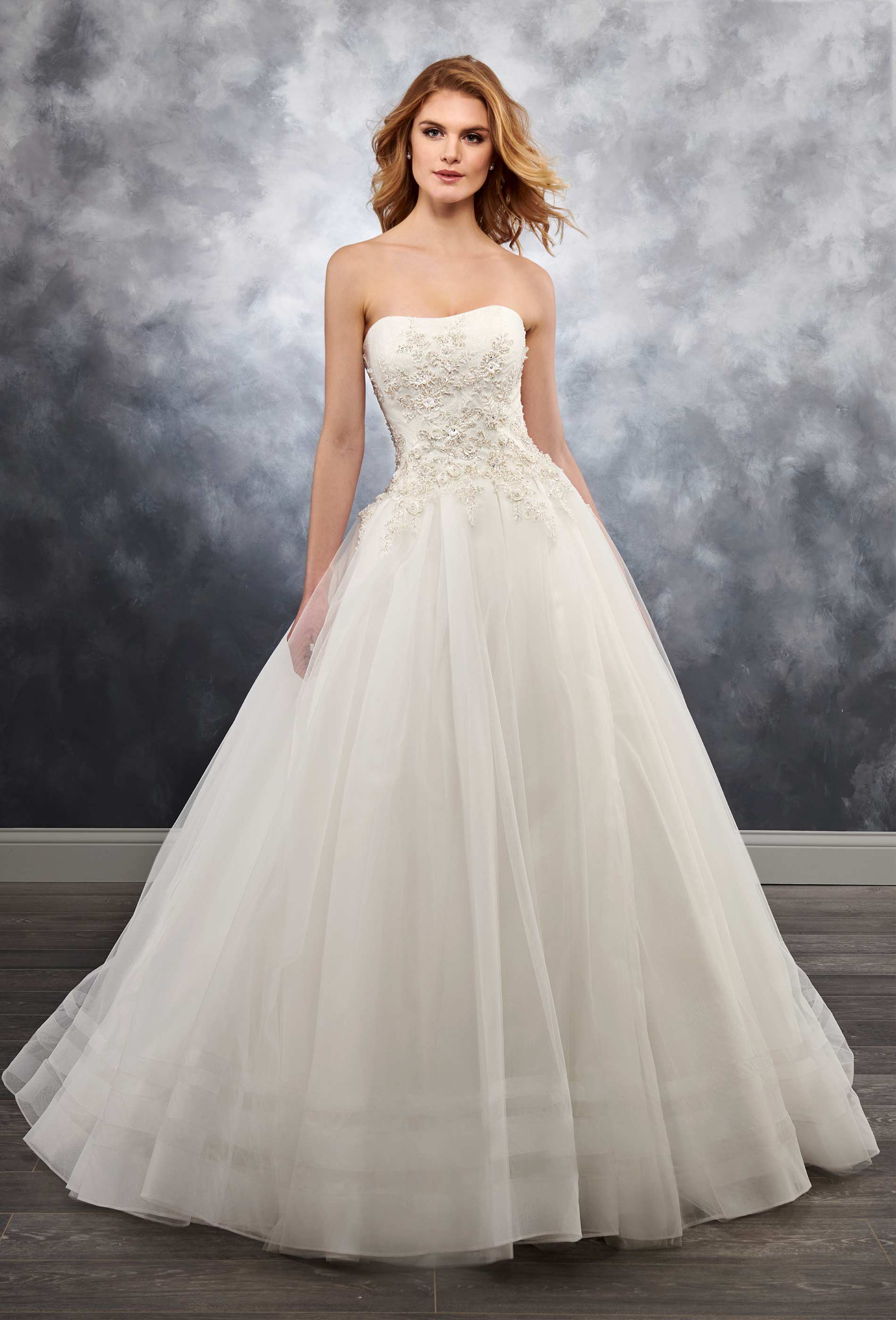 Beauty Ivory Strapless Applique Beads A-Line Wedding Dresses Bridal Pageant Dresses Wedding Attire Dresses Custom Size 2-16 KF1125160