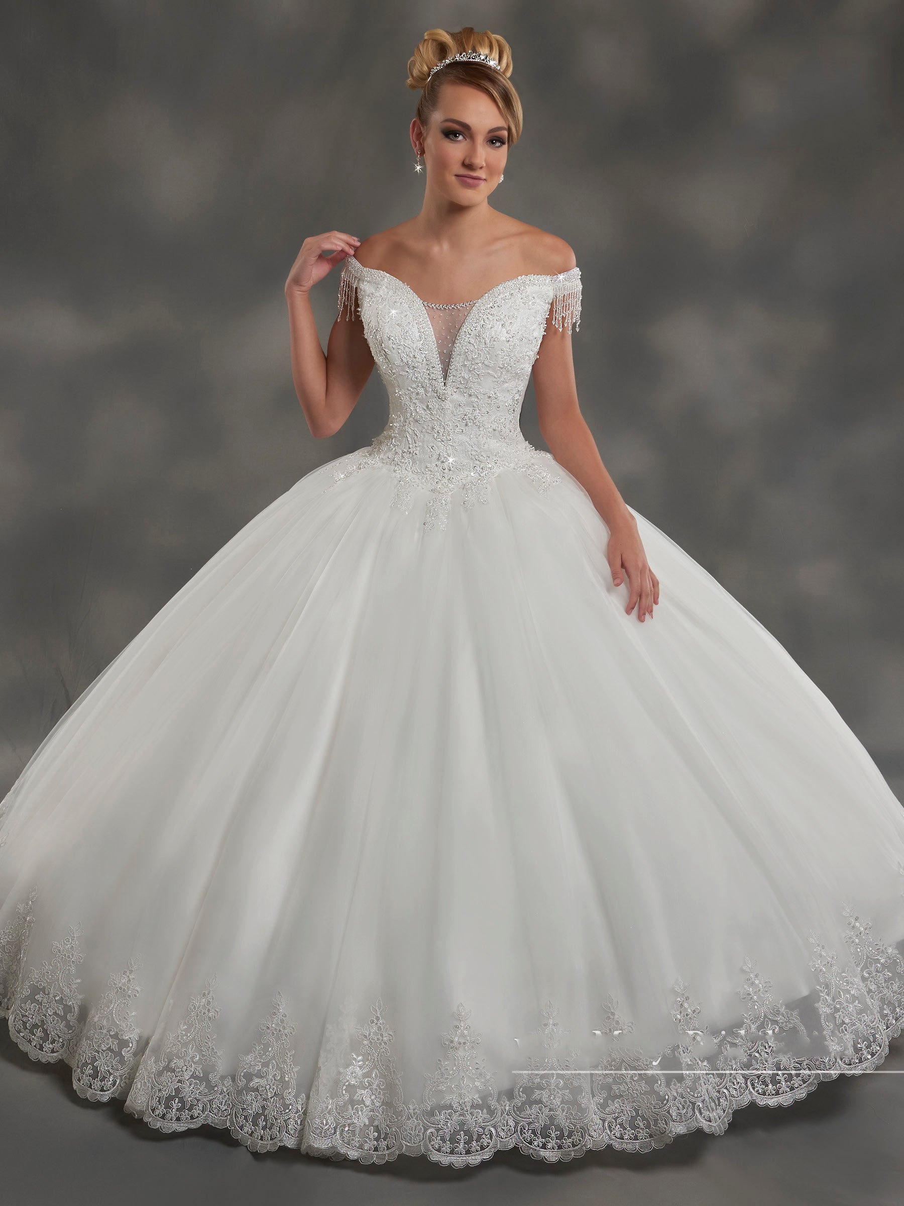 Beauty Ivory Off Shoulder Applique Beads Ball Gown Wedding Dresses Bridal Pageant Dresses Wedding Attire Dresses Custom Size 2-16 KF1127168