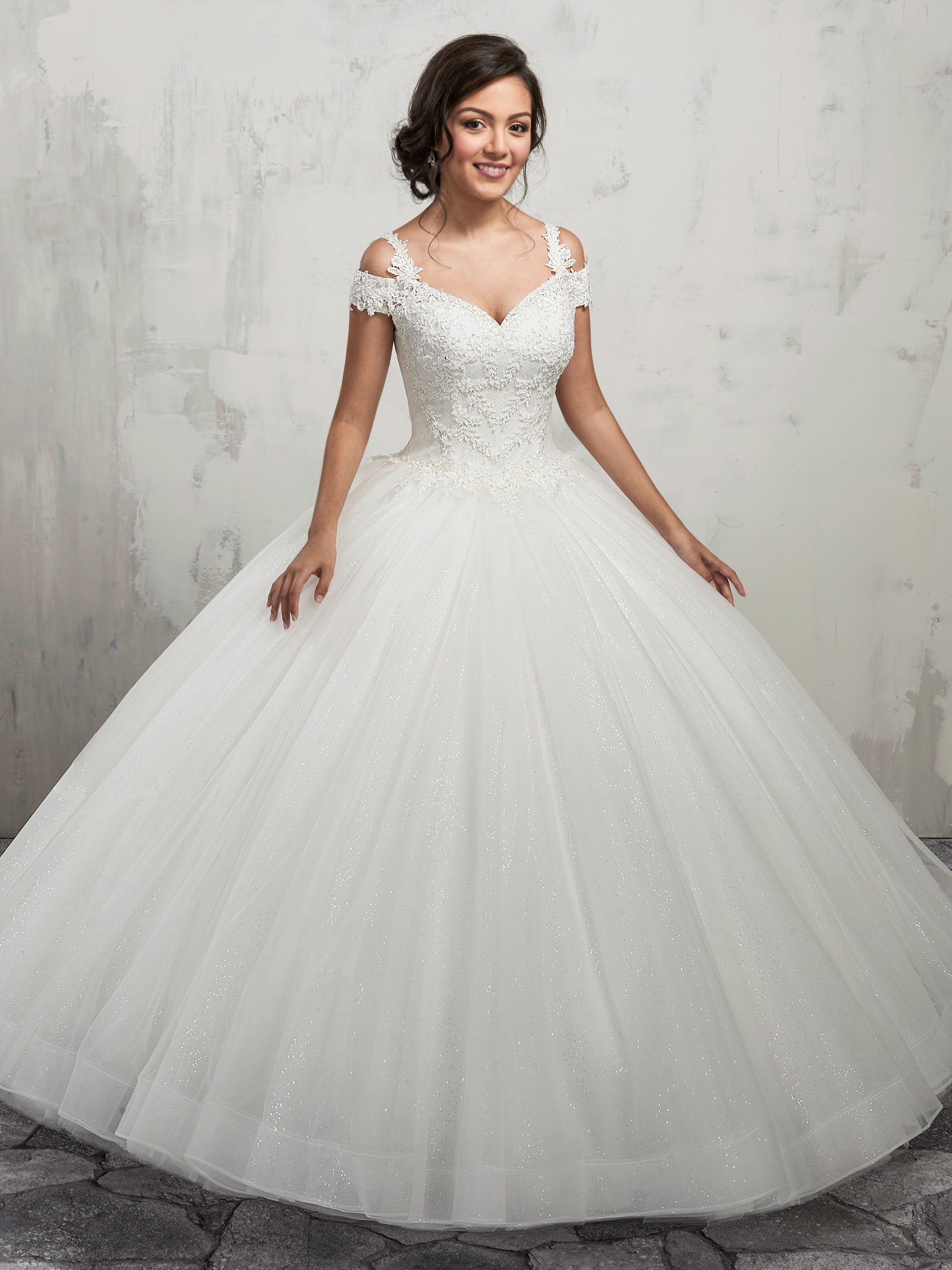 Grace White V-Neck Applique Beads Ball Gown Wedding Dresses Bridal Pageant Dresses Wedding Attire Dresses Custom Size 2-16 KF1128183