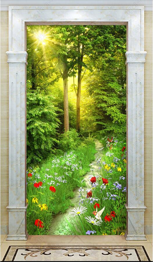 3d wallpaper custom photo Flowers, grass, woodland path, porch background wall muals wall paper for walls 3 d