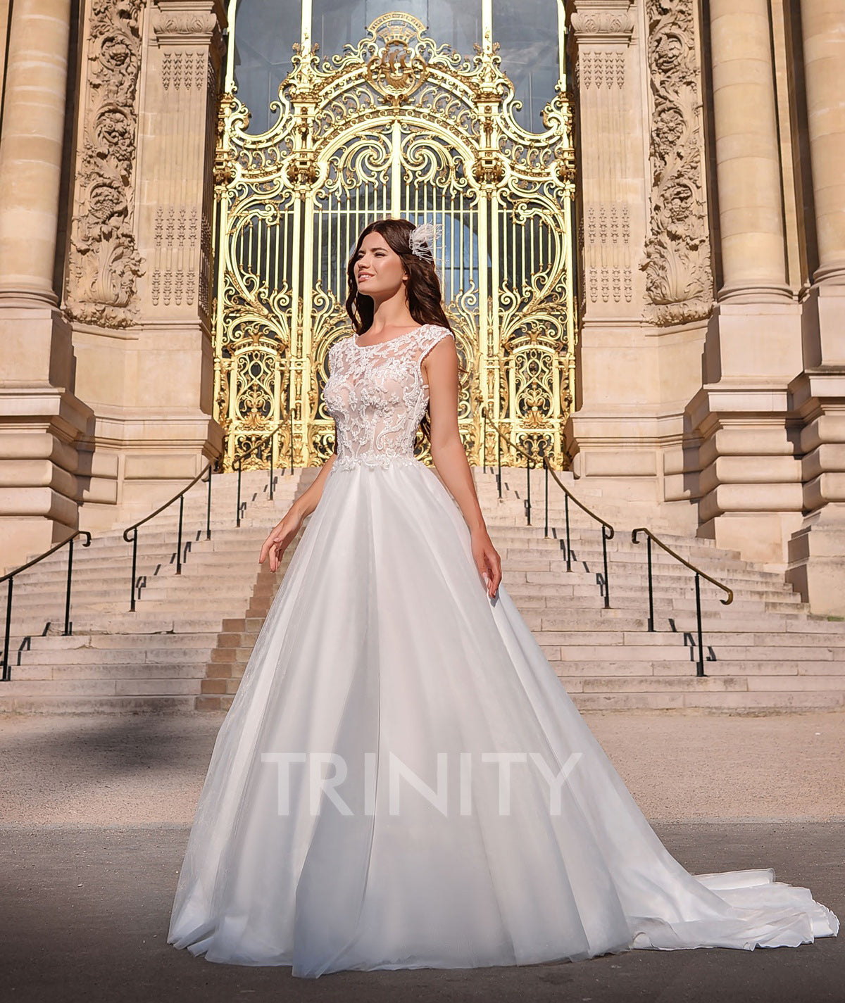 Beauty Ivory Organza Scoop Applique Beads A-Line Wedding Dresses Bridal Pageant Dresses Wedding Attire Dresses Custom Size 2-18 KF1228315