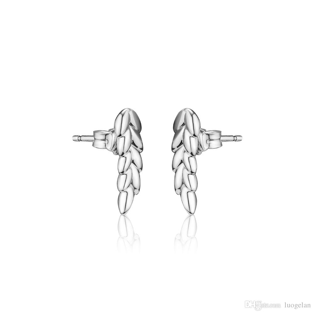 Compatible with Pandora earrings 925 Sterling Silver Curved Grains Stud Earrings For Women European Style Jewelry Original Fashion Charm
