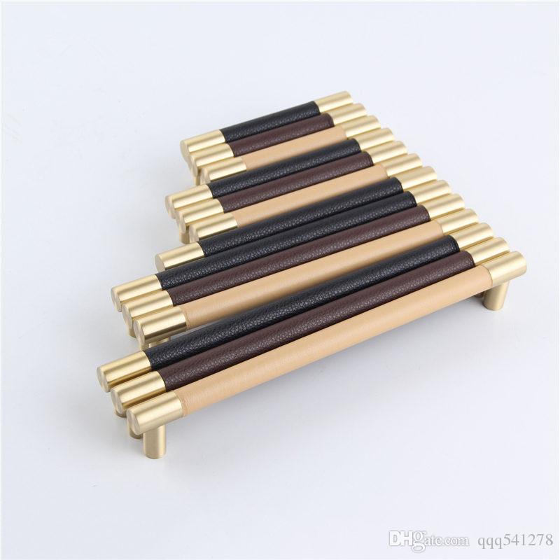 Leather Furniture Handles Drawer Cabinet Knobs Kitchen Door Handle Cupboard Wardrobe Pull Handles Furniture Fittings 3 Colors