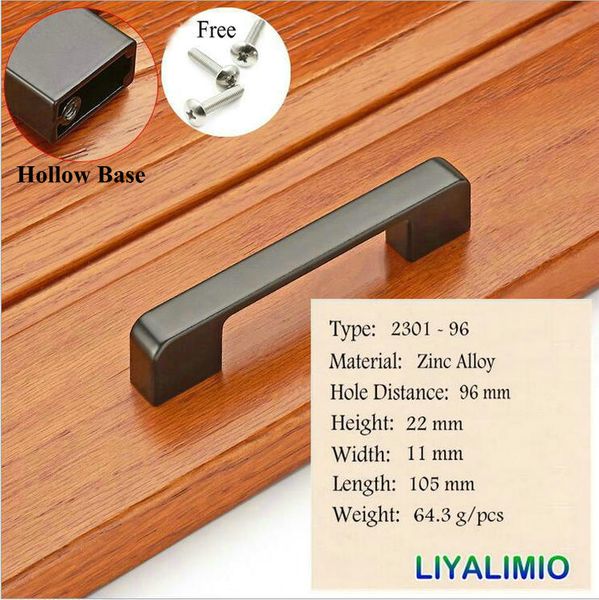 2301-96 Matte Black Cabinet Handles American style Kitchen Cupboard Door Pulls Drawer Knobs Fashion Furniture Handle Hardware