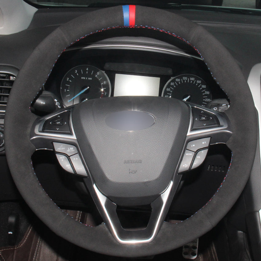 Black Suede Blue Red Marker Car Steering Wheel Cover for Ford Fusion Mondeo 2013 2014 EDGE 2015 2016