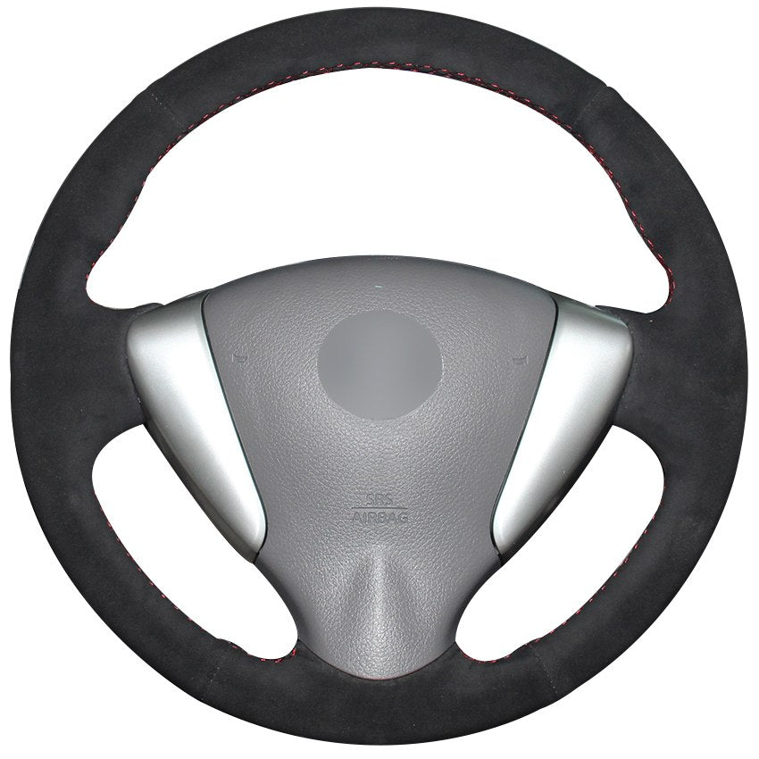 Black Suede Car Steering Wheel Cover for Nissan Tiida Sylphy Sentra Versa Note 2014-2017