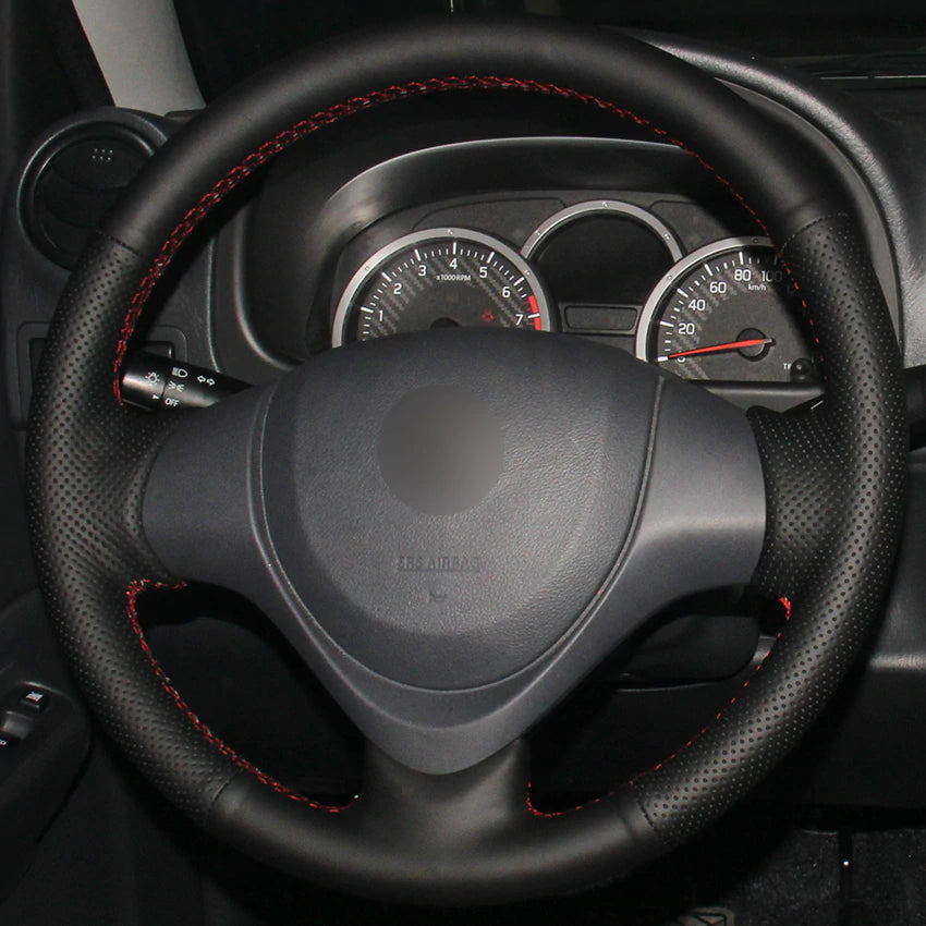 Black Synthetic Leather Car Steering Wheel Cover for Suzuki Jimny 2015