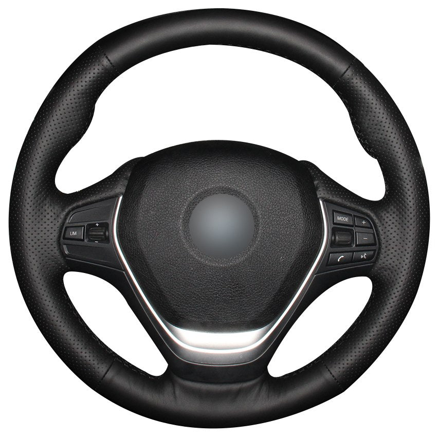 Black Natural Leather Car Steering Wheel Cover for BMW F30 320i 328i 320d F20