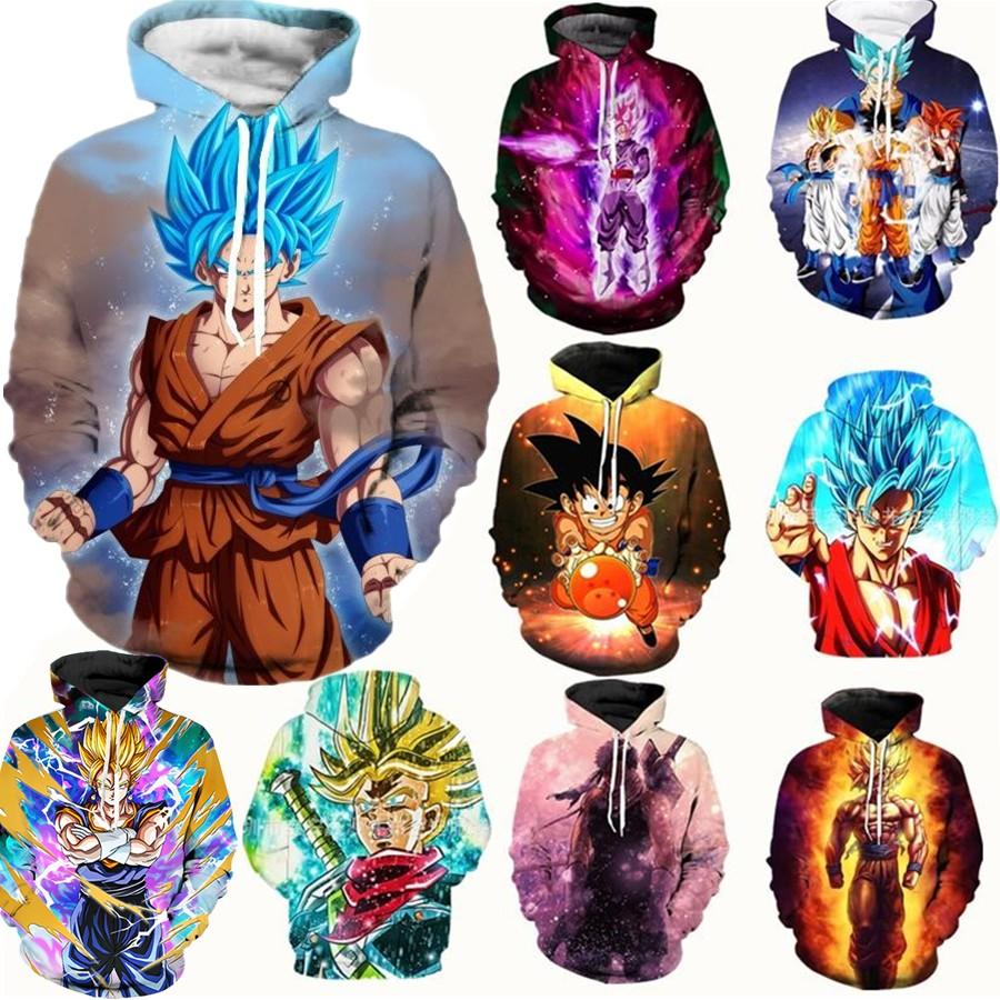 wholesale 9 Colour S-3XL Dragon Ball Z Super Saiyan Goku Men Women Anime Pullover Hoodie Sweatshirt Long Sleeve Floral Casual Tops