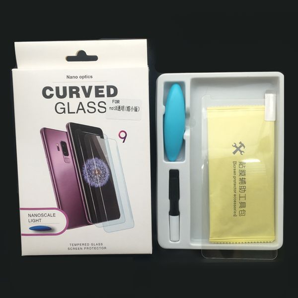 3D Curved Full Glue Tempered Glass For Samsung S20 Note20 S9 S8 Plus Note8 Full Adhesive Screen Protector Case Friendly With UV Light In Box