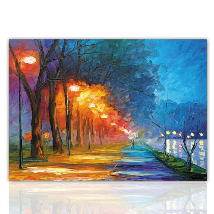 Unframed Landscape Decorative Art Prints Oil Painting on Canvas for Kitchen Dining Room Wall Decor The Forest Beside River High Quality