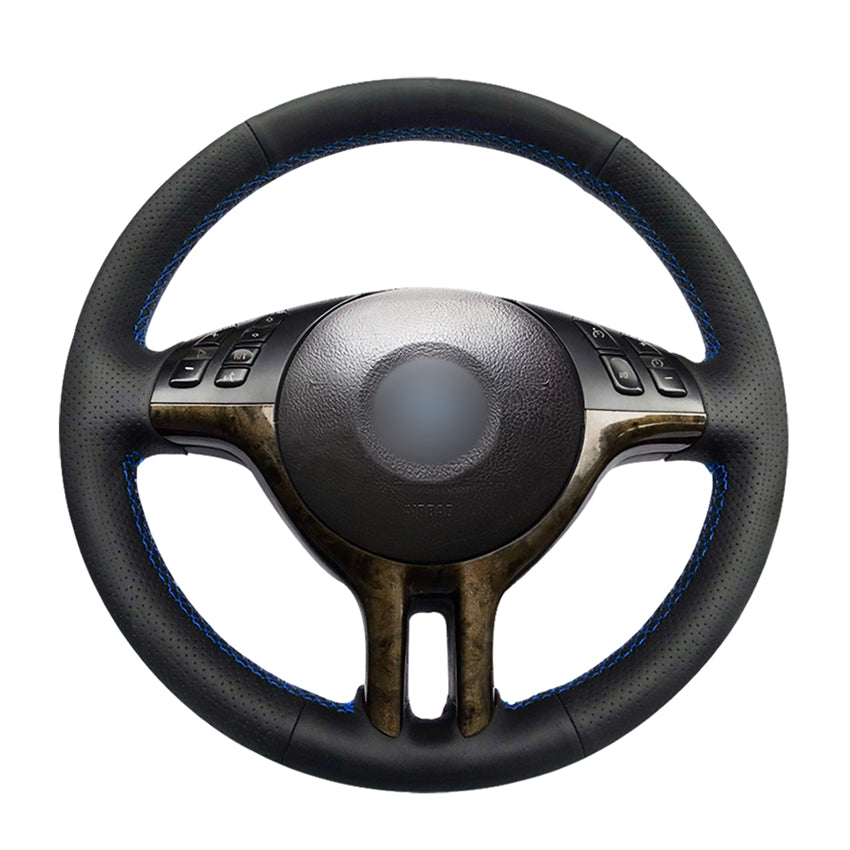 Hand-stitched Black PU Artificial Leather Steering Wheel Cover for BMW E39 E46 325i E53 X5