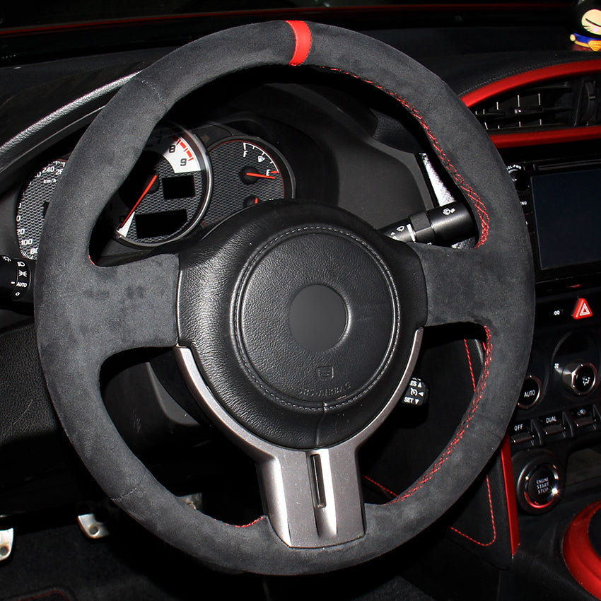 DIY Hand sewing Black Suede Car Steering Wheel Cover for Toyota 86 Subaru BRZ