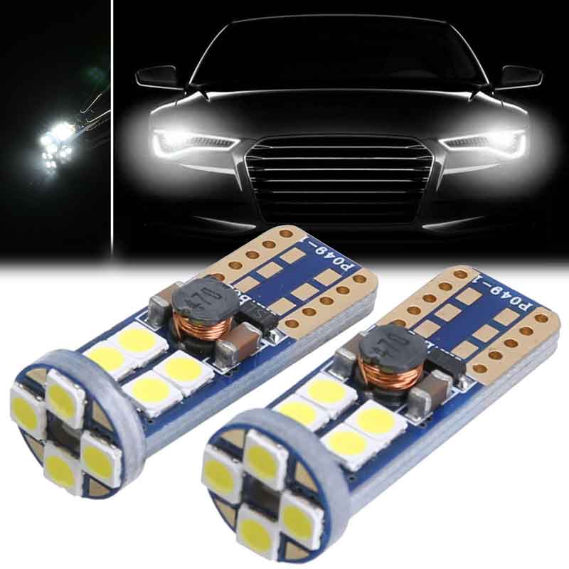 2PCS Error Free Car T10 12SMD LED Lights 3030 Width Signal Lamps Bulbs White CANBUS