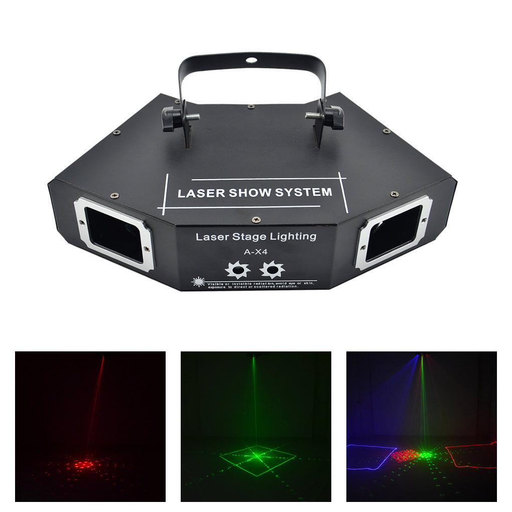 AUCD DMX 4 Lens RGB Red Green Blue Beam Pattern Network Laser Light Home PRO DJ Show KTV Scanner Club Stage Lighting A-X4